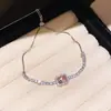 Pulsera Rosa con Forma de Corazón Estilo Dulce Temperamento Suave Exquisito Diseño de Nicho Pulsera Simple Moda Versátil Joyería para la Mano