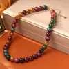 Colar Dopamina com Pedras Naturais Coloridas, Moda de Luxo Leve, Sensação de Alta Qualidade, Design de Personalidade de Nicho, Corrente para Suéter de Celebridade da Internet