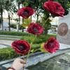 Oferta Especial Tema Rojo Grande Boda Flor Artificial Al Por Mayor Nuevo Estilo Chino Borgoña Flor de Guía de Camino Base de Fila de Flores Artificiales