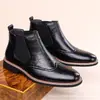 Botines Marrones Chelsea Brogue para Hombre Transfronterizos Casual de Negocios Venta al por Menor Dropshipping
