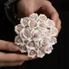Amor Eterno Portaincienso y Base Difusora de Cerámica con Flor Hecha a Mano para Decoración del Hogar y del Coche