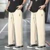 Pantalones Casuales de Pierna Recta Estampados Sueltos de Verano para Adolescentes, Pantalones de Pierna Ancha Versátiles de Seda Helada Finos y Modernos de Verano para Hombre