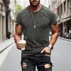 Verão Novo Transfronteiriço Amazon Europeu e Americano Comércio Exterior Manga Curta Masculino Respirável Multicolorido Cor Sólida Gola Redonda Tops