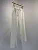 Pantalones blancos cropped de pierna ancha para mujer, de Lyocell, tacto frío, cintura alta, plisados, con caída, sarga, adelgazantes, adecuados para ir al trabajo y uso casual