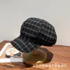 Nuevo Sombrero Octogonal a Cuadros Estilo Coreano para Mujer, Moderno y Versátil, Hace que la Cara Parezca Más Pequeña, Elegante Sombrero de Pintor, Boina Artística de Nicho, de Moda