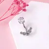 Anillo para ombligo de acero inoxidable directo de fábrica, moda europea y americana, colgante de cabeza de conejo rosa, clavo para ombligo, anillo umbilical, transfronterizo