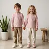 Moletom Acolchoado de Lã Quente com Meio Zíper Infantil Outono/Inverno Novo Estilo Cor Sólida Costurado Gola Redonda Top para Meninos e Meninas