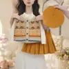 Conjunto de meninas yo yo wei outono novo estilo bebê estiloso colete com padrão de diamante blusa básica saia plissada conjunto de três peças moderno