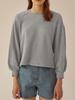 Bargain de liquidaciónSudadera holgada corta de manga de farol con retazos de algodón puro, top informal tipo jersey de estilo francés para mujer