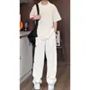 Traje Casual Masculino de Duas Peças Estilo Verão Old Money Camisa de Manga Curta e Conjunto de Calças Moda Masculina Conjunto Tendência