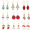 Brincos de Natal Laço Sino Liga Árvore de Natal Papai Noel Conjunto Combinado Brincos de Natal