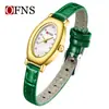 Reloj de Mujer Ofns Resistente al Agua Simple Retro Ovalado de Nácar Reloj de Mujer Nicho de Alto Valor Exportación Reloj de Cuarzo