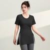 Roupas de Yoga Cobrem o Bumbum, Aparência Emagrecedora, Secagem Rápida, Tamanho Grande Gordura mm Verão Comprimento Médio Esportes Fitness Corrida Pilates Tops para Mulheres