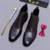 Preventa Agotado Zapatos de Piel con Tres Ojales Estilo Británico de Negocios Suaves de Caña Media con Cordones Cremallera Botas Martin de Caña Media