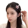Pinza para el pelo floral rosa versátil estilo coreano para mujer, pinza para flequillo lateral, accesorio para el pelo de pico de pato de alta gama para flequillo
