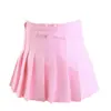 Falda corta estilo coreano falda plisada línea A falda corta de cintura alta para mujer falda plisada de color liso estilo universitario especificaciones al por mayor