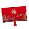 Sobres Rojos Bordados con Borlas Estilo Chino para Saludos de Año Nuevo y Festival de Primavera, Sobres Rojos de Mil Yuanes, Sobre Rojo de Tela al por Mayor de Fabricante, Personalizable
