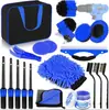 Set de 24 Piezas de Herramientas Profesionales para Limpieza de Autos, Rin, Aire Acondicionado, Cepillo Interior, Elimina la Suciedad Sin Dañar la Superficie de la Pintura