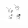 Brincos Descombinados de Estrela e Lua para Mulheres, Nicho 2026 Novos Piercings Mini para Hélice da Orelha, Pequenas Joias de Orelha com Cabeça Espiral Interna Venda por Atacado