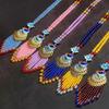 Collar de Cristal Cadena para Suéter Venta al por Mayor Hortensia Cola de Pavo Real Hanfu Collar Largo Borla Estilo Chino Ágata Calcedonia
