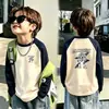 Nueva Camiseta Térmica de Manga Larga para Niños Otoño/Invierno 2026 para Niños Medianos y Mayores Manga Raglán Ropa Infantil Capa Base Top Casual
