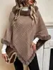 Otoño e invierno transfronterizo europeo y americano nuevo estilo cuello de imitación de piel de conejo chal capa talla grande mujer suéter de punto pullover abrigo top