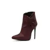 Botas Martin Femininas para Outono e Inverno com Zíper, Salto Fino, Botas de Cano Curto da Amazon, Bico Fino, Salto Super Alto, Botas Femininas de Tamanho Grande, Botas de Couro Europeias e Americanas