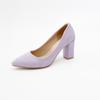 2024 primavera e verão novos sapatos casuais maduros de salto alto bico fino boca rasa sapatos femininos slip-on salto grosso comércio exterior