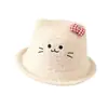 Sombrero de Pescador de Terciopelo de Cordero Lindo Gato para Invierno Mujeres Cálido Ala Ancha Versátil Sombrero Pequeño con Lazo de Orejas