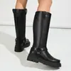 Outono/Inverno 2026 Amazon Supply Casual Salto Médio Baixo 40-43 Tamanho Grande Versátil Cano Alto Botas de Equitação para Mulheres