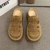 Pantuflas abiertas estilo Birkenstock para mujer para uso exterior, nuevo modelo verano 2026, suela gruesa, caladas, tejidas, tipo slip-on, medias pantuflas