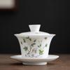 Tigela de Chá de Porcelana de Jade Transparente Ning Xuan Conjunto de Chá Kung Fu Presente Personalização Cerâmica Chinesa Nova Tigela Sancai LOGO