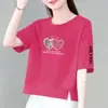Comércio Exterior Transfronteiriço Desconto Comércio Exterior Roupas para Mães Camiseta de Manga Curta Feminina Solta Tamanho Grande Camiseta Feminina Estampada de Manga Curta Top Tendência