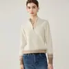 Suéter de cachemira con media cremallera 2026 otoño e invierno nuevo para mujer cuello semi-alto dobladillo bloques de color camiseta básica estilo elegante suéter cálido