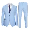 Comercio Exterior Transfronterizo Caliente en stock Traje traje talla extra Corte ajustado Color liso Vestido Traje casual para hombre Traje de dos piezas