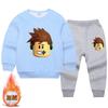 Terno Masculino Outono e Inverno Infantil Masculino Esportivo Casual Infantil Suéter Espesso com Forro de Lã Conjunto de Duas Peças Roupas de Inverno Moda Infantil
