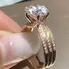 Deseo Transfronterizo Más Vendido Nuevo Clásico Lujo Grupo Anillo de Diamante Anillo Totalmente de Diamante Joyería Popular Europea y Americana Venta al por Mayor