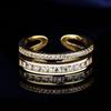 Anillo estrellado de diamantes cuadrados estilo lujo ligero de venta caliente japonés y coreano para mujer ins simple moda personalidad anillo que no se desvanece al por mayor