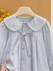 Camisa de Boneca Casual de Algodão Puro Estilo Coreano Nova para Meninas no Outono, Camisa Tendência para Bebês Meninas, Moda Infantil