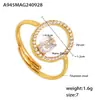 Anillo Geométrico de Línea de Lujo Personalizado Europeo y Americano con Apertura Ajustable Acero de Titanio Chapado en Oro Zirconita Engastada a Mano Anillo de Moda