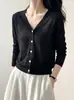 Cardigan de Seda Gelada de Verão Feminino Fino Manga Longa Versátil Proteção Solar Xale Jaqueta Tricô Top Curto com Saia Camisa de Ar Condicionado