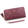 Nuevo Billetero Largo para Mujer, Bolso de Mano de PU Simple con Estampado de Cuadros, Organizador con Cremallera, Múltiples Ranuras para Tarjetas, Bolsillo para Teléfono y Billetera para Monedas