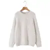 Suéter tejido casual de cuello redondo y manga larga, nueva moda otoño e invierno, versátil, holgado, adelgazante, suéter casual