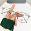 Gafas de Moda Anti Luz Azul Modernas Nueva Montura Redonda Sencilla Montura Color Té Frío Gafas Sin Graduación Se Pueden Adaptar con Lentes de Prescripción 01083