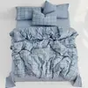 Conjunto de Cama Quatro Peças Liso Bicolor Transfronteiriço, Conjunto de Três Peças com Fronha de Flanela Escovada Listrada Simples para Dormitório Estudantil, Adequado para Todas as Estações