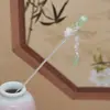 Pasador de Estilo Étnico Retro con Gotas de Agua de Cristal, Borla Plateada, Estilo Antiguo, Pasador Simple Diario, Pasador de Varita Mágica