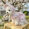 Sombrero Petcircle para Perros Pequeños, Sombrero de Sol con Vestido Floral, Elegante Sombrero Pequeño Floral