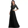 Novo Elegante Vestido de Noite Ultra-Longo com Lantejoulas, Gola Redonda, Manga Meia-Manga, Corte em A para Mulheres da Amazon 2026 Vestido de Banquete