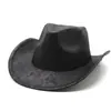 Sombrero de Vaquero Occidental Liso con Textura Agrietada Transfronterizo Estilo Étnico Retro Sombrero Texturizado para Mujer Sombrero de Fiesta Festival Danza Jazz