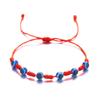 Venta Caliente Transfronteriza Nueva Tortuga Dos Cuentas Redondas Ojos Azules Ojos Malignos Tejido Negro Pulsera Viva Cuerda Roja de la Suerte